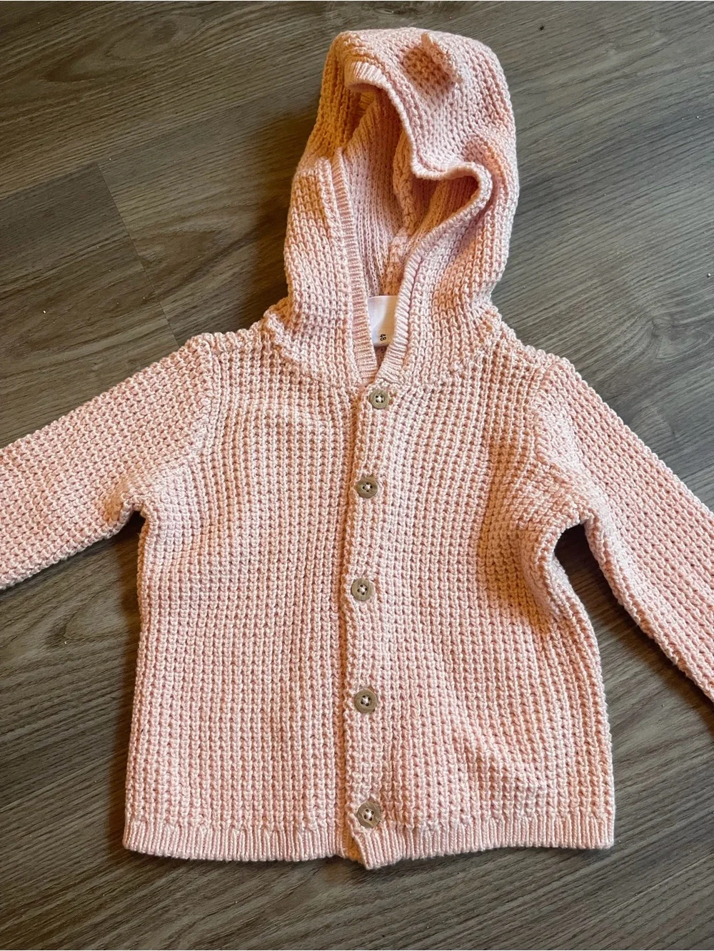 Carter's Knit Hooded Sweater Cardigan Baby Girl Bear Ear Jacket Size 12 M NEW